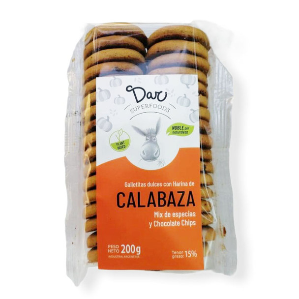 Dar Superfoods Galletitas de Calabaza Pumpkin Cookies with Chocolate Chips & Spice Mix Vegan Cookies, 200 g / 7.05 oz (pack of 3)