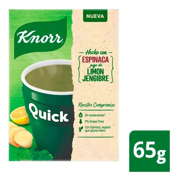 Knorr Quick Ready to Make Soup Espinaca Spinach with Lemon & Ginger Juice, 5 pouches
