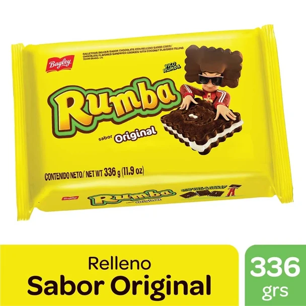 Rumba Sandwich Cookies with Chocolate and Coconut Cream Original Flavor, 336 g / 11.9 oz tripack