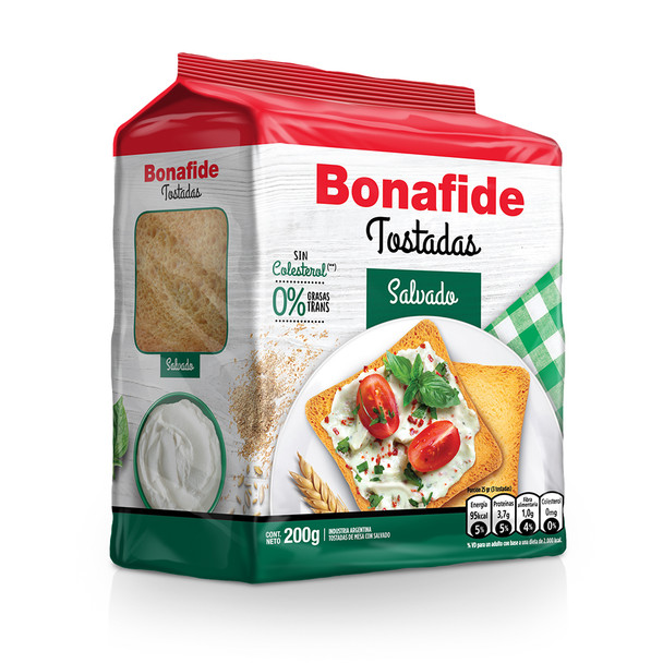 Bonafide Tostadas Salvado Desayuno Pan tostado crujiente, 200 g / 7.05 oz