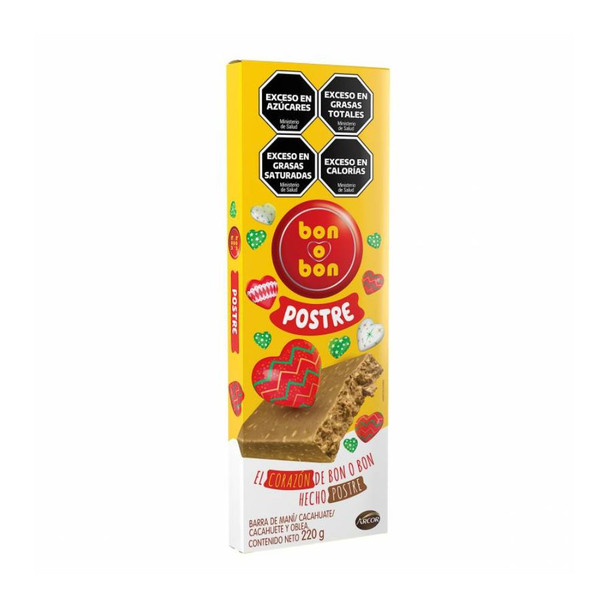 Bon o Bon Postre Barra de Maní y Oblea Peanut & Wafer Bar Perfect Snack Dessert, 220 / 7.76 oz large bar 