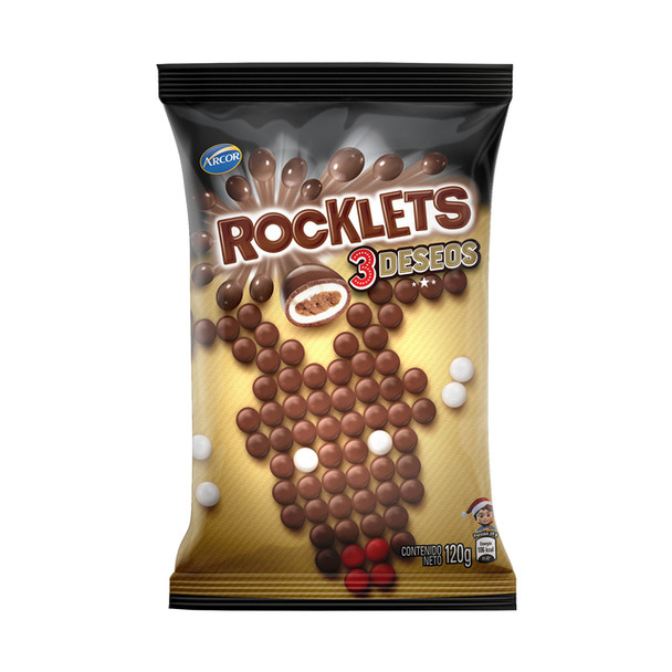 Rocklets 3 Deseos Confites Chocolate Confitado Candied Chocolate Sprinkles Milk Chocolate, White Chocolate & Semi Bitter Chocolate, 120 g / 4.23 oz 