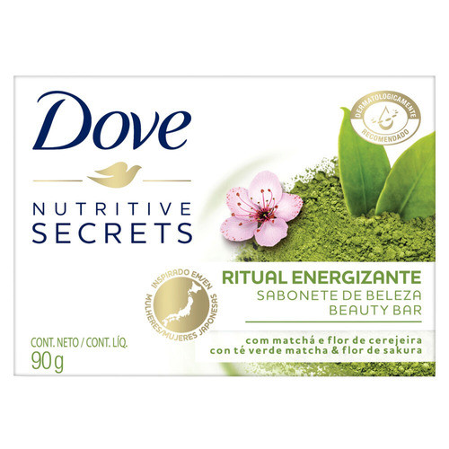 Dove Jabón Nutritive Secrets Soap Bar with Moisturizer Cream Beauty Bar with Matcha & Sakura Flower, 90 g / 3.17 oz