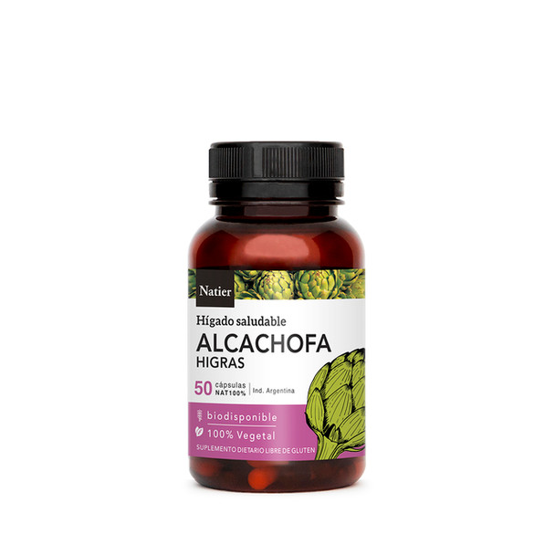 Natier Alcachofa Vegan Dietary Supplement Artichoke 100% Vegetal, 0.4 g per unit (50 count)