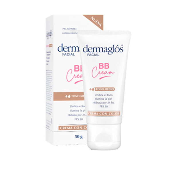 Dermaglós BB Cream Tono Claro Crema Tónica Facial Hipoalergénica Hidratante de Día con FPS 30 Protector Solar para Piel Sensible, 50 g / 1.8 oz