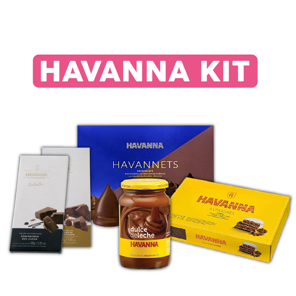 Havanna Essentials Combo Dulce de Leche + Milk & Dark Chocolate Bars + Havannet Milk Chocolate Bites + Mixed Alfajores Milk Chocolate & Italian Meringue