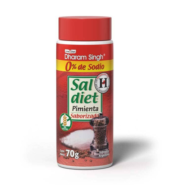 Sal Diet Saborizada Pimienta Sodium Free Salt Substitute Black Pepper Flavor, 70 g / 2.5 oz bottle