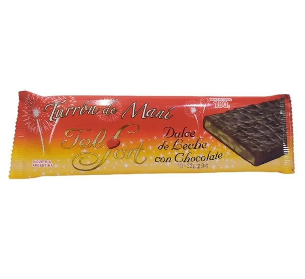 Felfort Turrón Dulce de Leche y Chocolate Peanut Nougat Torrone Dulce de Leche Flavor & Chocolate Coating, 100 g / 3.52 oz bar