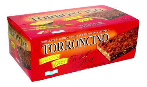 Torroncino Large Bars Felfort Barra de Chocolate Dietética Diet Chocolate Bar with Skim Milk & Cereal, 10 x 60 g / 10 x 2.12 oz