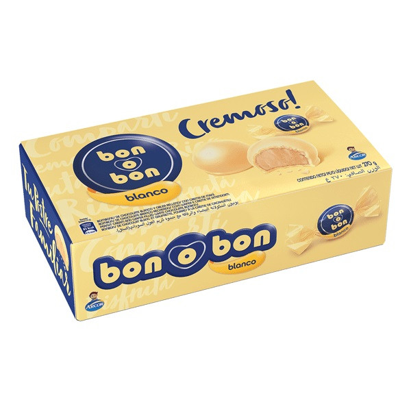 Bon o Bon White Chocolate Bite Filled With Peanut Butter from Argentina Box of 18 Bites, 270 g / 9.5 oz (complete box)