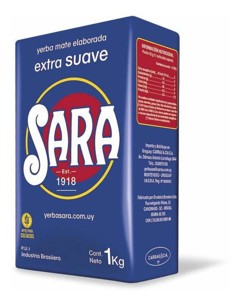 Sara Yerba Mate Azul de Uruguay, 1 kg / 2.2 lb 