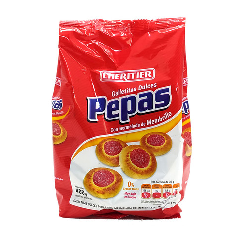 Lheritier Pepas Mermelada Membrillo Quince Jelly "Pepas" Sweet Cookies, 400 g / 14.1 oz