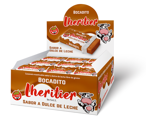 Lheritier Bocadito Dulce de Leche Soft Bites Old Classic Candy - Gluten Free, 12 g / 0.42 oz (box of 52 units)