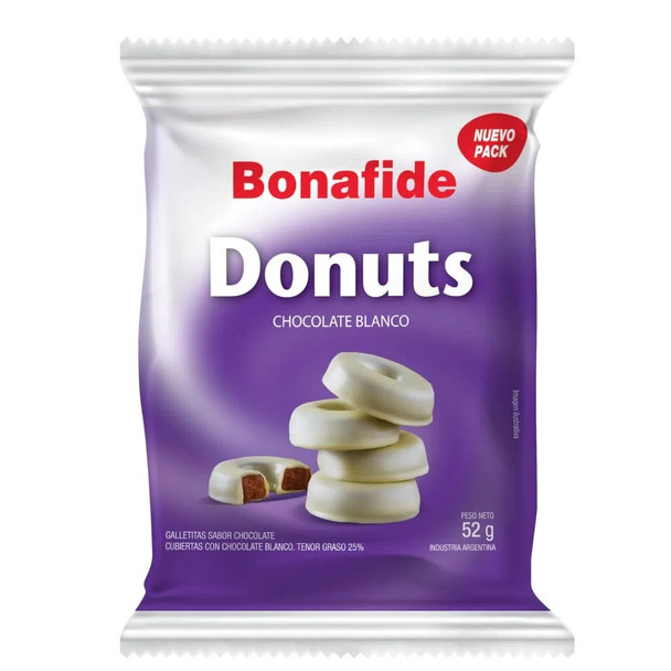 Bonafide Donuts Chocolate Blanco White Chocolate Mini Donuts, 52 g / 1.8 oz ea (pack of 3)
