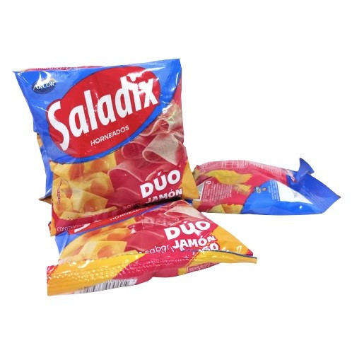 Saladix Duo Jamón y Queso Ham & Cheese Snacks, Baked Not Fried, 25 g / 0.88 oz pouch (pack of 6)