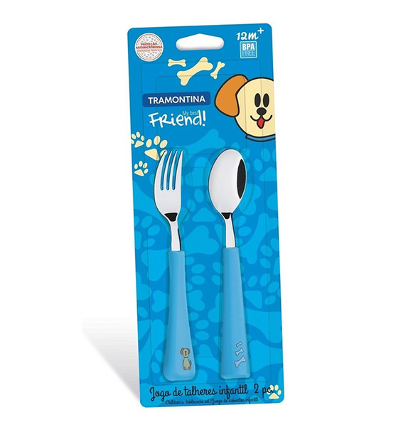 Tramontina My Best Friend Azul Juego de Cubiertos Infantil Children's Flatware Set Fork & Spoon BPA-Free - Blue (2 pc)