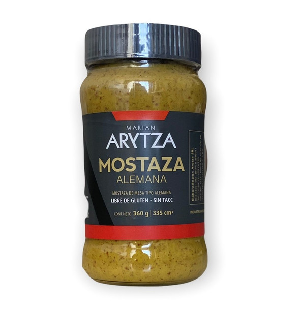 Arytza Mostaza Alemana Premium Estilo Alemán Amarga y Sabor Suave - Sin Gluten, 360 g / 12.7 oz 