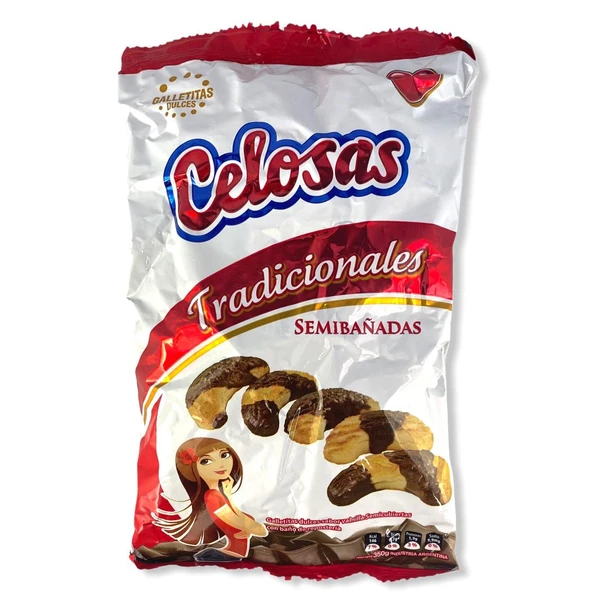 Celosas Tradicionales Semibañadas Galletitas Vanilla Cookies with Milk Chocolate Coating Classic "Celosas", 350 g / 12.3 oz ea 