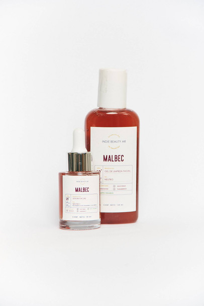 Set Malbec Gel Limpieza Facial y Serum Vegan Facial Cleansing Gel & Serum Hyaluronic Acid Combo by Indie Beauty