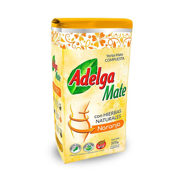 Adelgamate Naranja Yerba Mate Blend with Natural Herbs Orange Flavor, 500 g / 1.1 lb