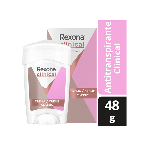 Rexona Clinical Classic Crema 3x Más Protección 96 Horas Antitranspirante, 48 g / 1.69 oz