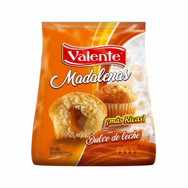 Valente Magdalenas Clásicas Rellenas con Dulce de Leche Sweet Cupcakes Vanilla Flavor Filled with Dulce de Leche 180 g / 6.34 oz