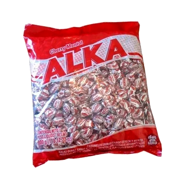 Alka Caramelos Cherry Mentol, Alka Hard Candy Cherry Mint Flavor, 800 g / 28.22 oz