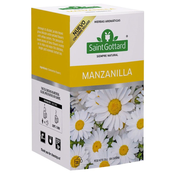 Saint Gottard Manzanilla Chamomile Premium Herbal Tea Bags (box of 20 bags)