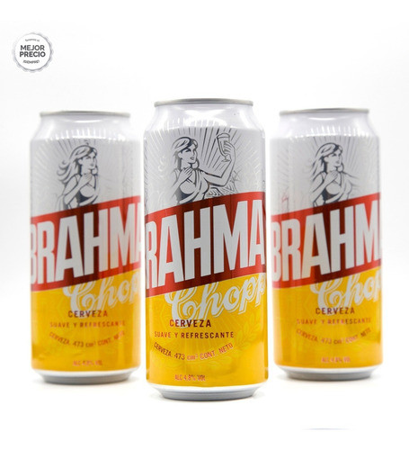 Brahma Cerveza Rubia Clásica Classic Argentinian Canned Beer - ABV 4.9%,  473 ml / 15.9 fl oz (pack of 3) 