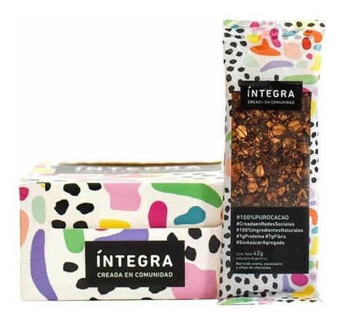 Íntegra Barritas Chocolate y Avena Natural Chocolate & Oat Nutritive Bars Sweetened with Honey (box of 10 bars) 