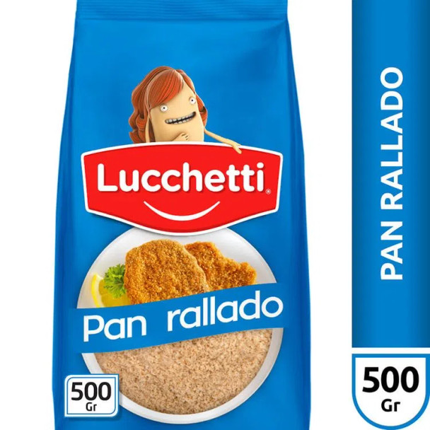 Lucchetti Pan Rallado for Milanesas & Rebozados, 500 g / 1.1 lb bag