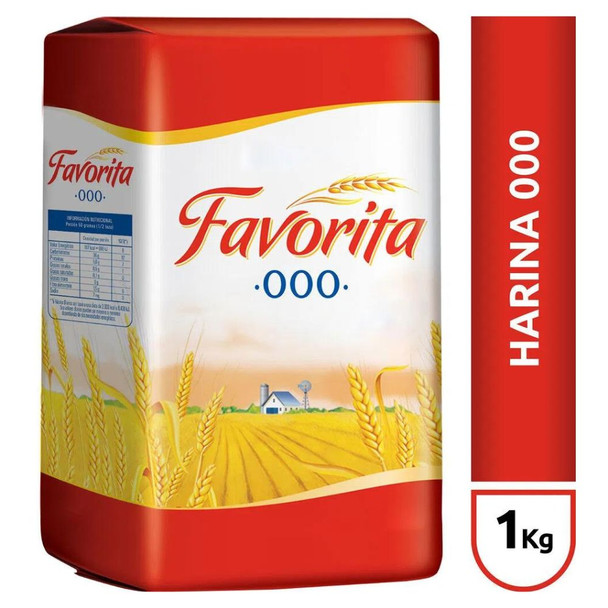 Favorita Coarser 000 Wheat Flour Harina with Vitamins Excellent for Cooking and Baking, 1 kg / 2.2 lb