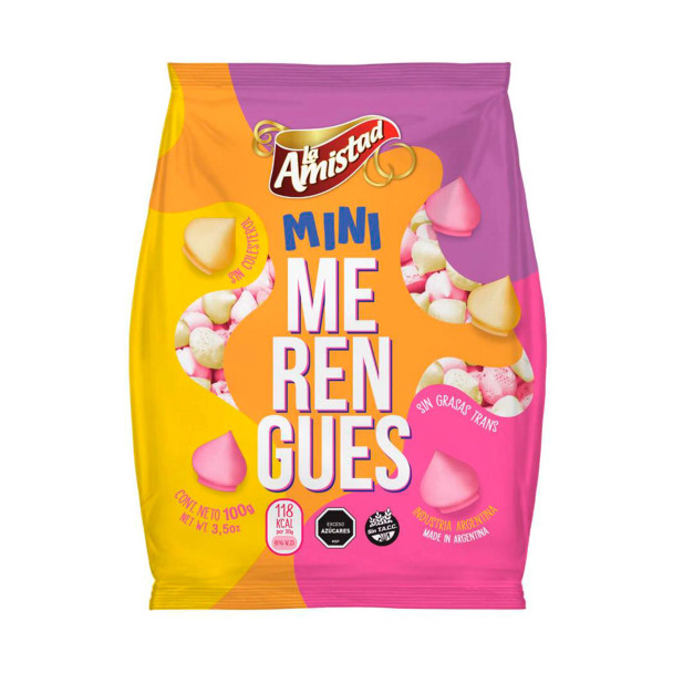 La Amistad Mini Merengues De Colores Merenguitos Sweet Meringue Cookies, 100 g / 3.53 oz bag