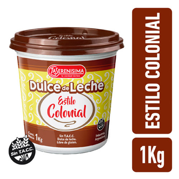 La Serenísima Colonial Dulce de Leche Traditional Recipe Wholesale Tray, 1 kg / 2.2 lb Super Value Jar (8 count per tray)