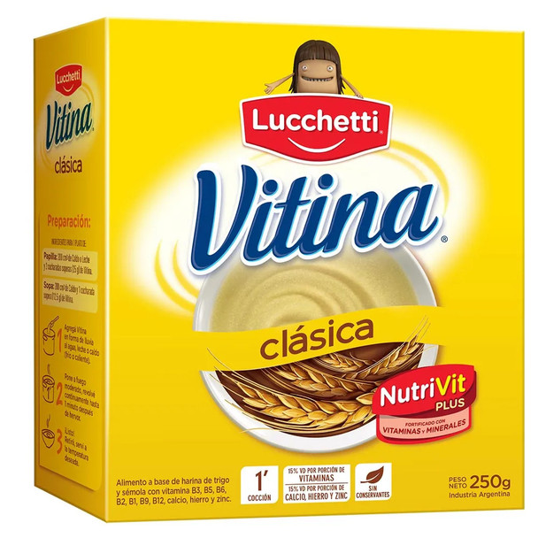 Vitina Nutri-Vit Plus Trigo y Semolina con Vitaminas Harina de trigo, 250 g / 0.55 lb