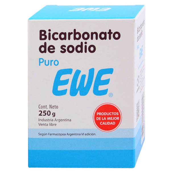 EWE Bicarbonato de Sodio Puro Antiácido, Limpieza, Uso General, 250 g / 0.55 lb