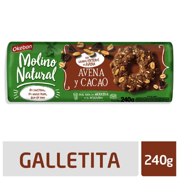 Okebon Galletas Dulces con Avena, Cacao y Semillas de Avena, 240 g / 8.46 oz (paquete de 3)