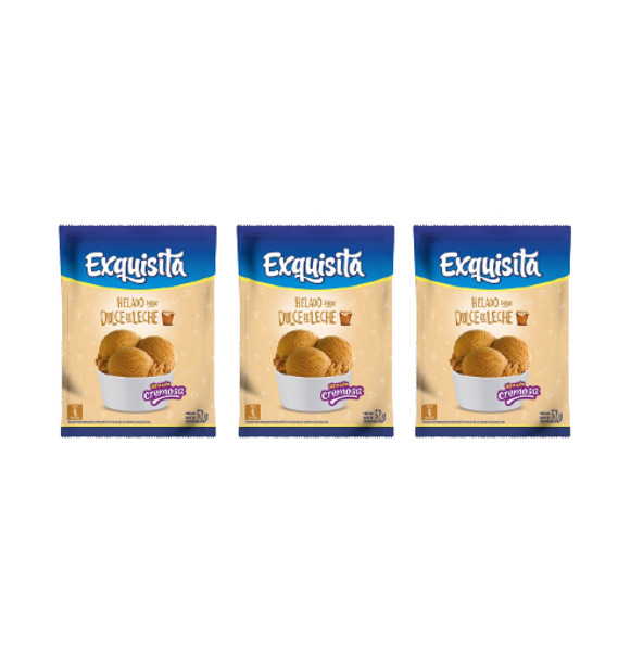 Exquisita Helado Sabor Dulce de Leche Powder Ready To Make Ice Cream Just Add Milk, 4 servings pouch, 52 g / 1.83 oz (pack of 3)