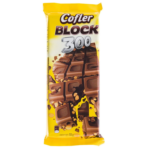 Cofler Block Large 300 Chocolate con leche y cacahuetes, 300 g / 10.5 oz