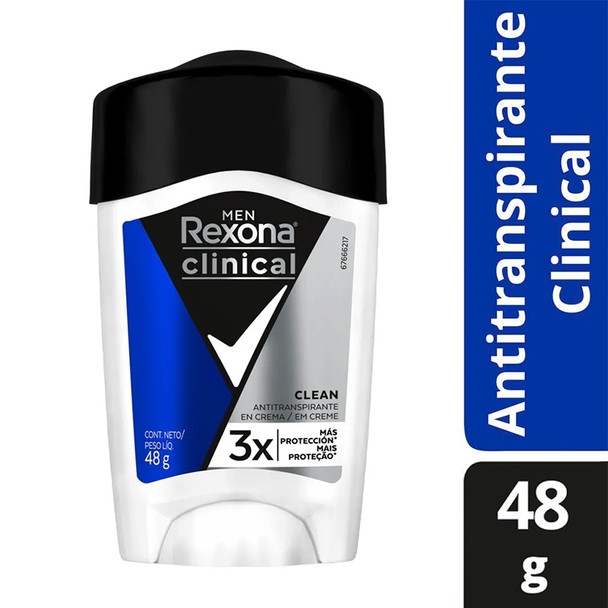 Rexona Clinical Cream Clean 3x More Protection 96 Hour Antiperspirant, 48 g / 1.69 oz