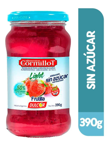 Cormillot Mermelada De Frutilla Light Marmalade Strawberry Jam, 390 g / 13.75 oz