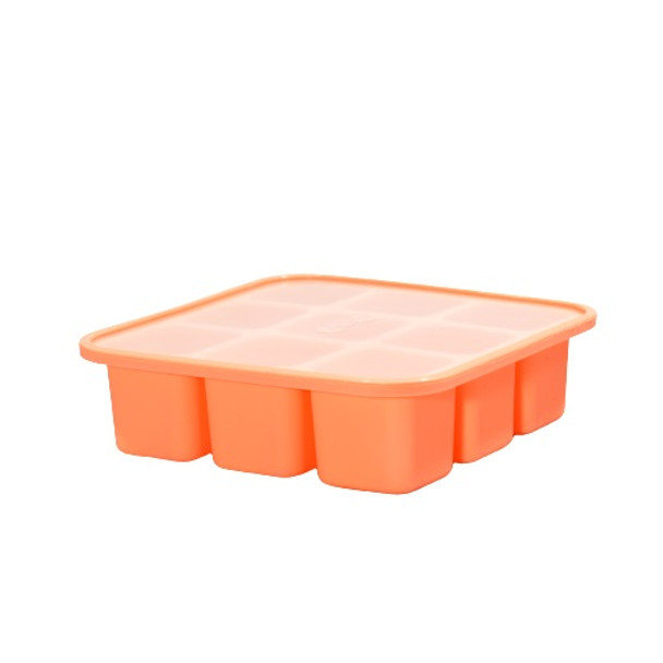 Cubetera Hielera de Silicona Salmon Large Ice Bucket with Lid Silicone Ice Cube Tray for Freezer - BPA Free (9 cubes)