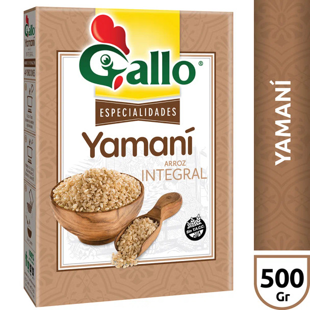 Gallo Arroz Yamaní Integral Yamani Rice - Fiber Source, Easy Digestion, Gluten Free, Ideal for Woks & Burgers, 500 g / 1.10 lb 