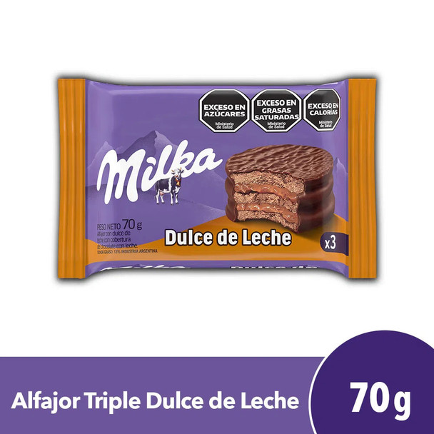 Milka Alfajor Triple Stacking with Dulce de Leche, 70 g / 2.46 oz (pack of 6)