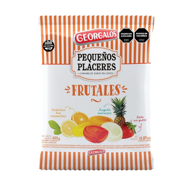 Caramelos Georgalos Pequeños Placeres Frutales Assorted Fruits Filled Hard Candies, 450 g / 15.9 oz bag