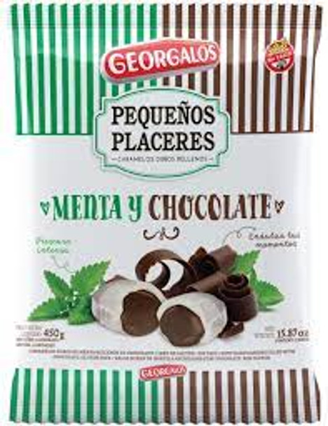 Caramelos Georgalos Pequeños Placeres Chocolate & Mint Filled Hard Candies, 450 g / 15.9 oz  bag