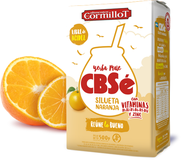 CBSé Cormillot Yerba Mate Naranja Silueta Orange Flavor, 500 g / 1.1 lb