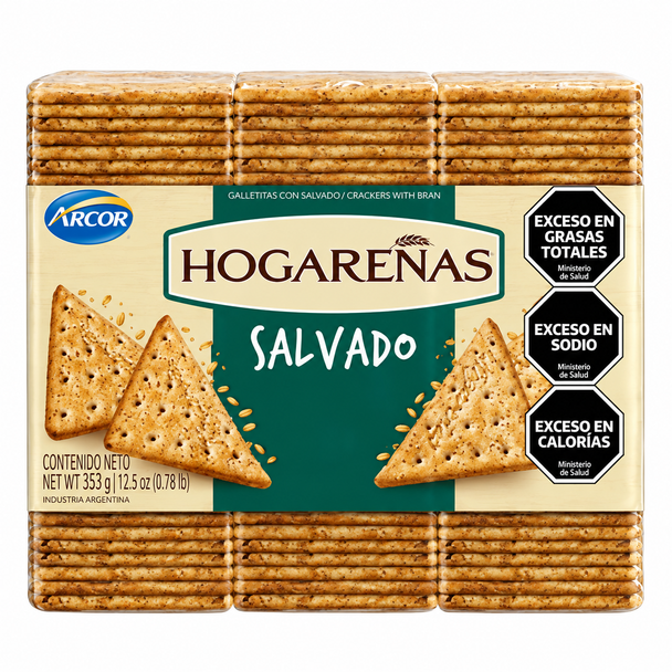 Hogareñas Salvado Wholegrain Crackers with Bran Seeds, 555 g / 1.22 lb