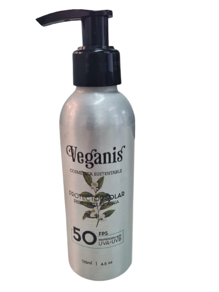 Veganis Protector Solar 50 FPS Vegan Sunscreen Water Resistant Broad Spectrum UVA + UVB Perfect for Kids & Tattoo Protection , 135 ml / 4.5 fl oz
