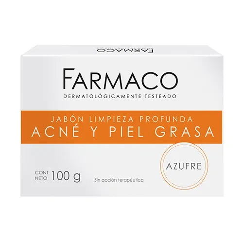 Farmaco Jabón de Azufre Sulfur Anti-Acne Soap, 100 g / 3.52 oz 